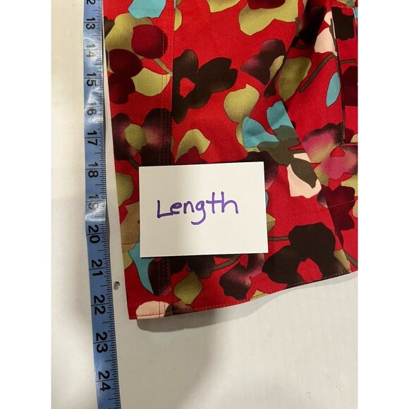 Ann Trinity Women's Red Floral Denim Jacket Colorful Artsy Size Medium - Picture 7 of 12